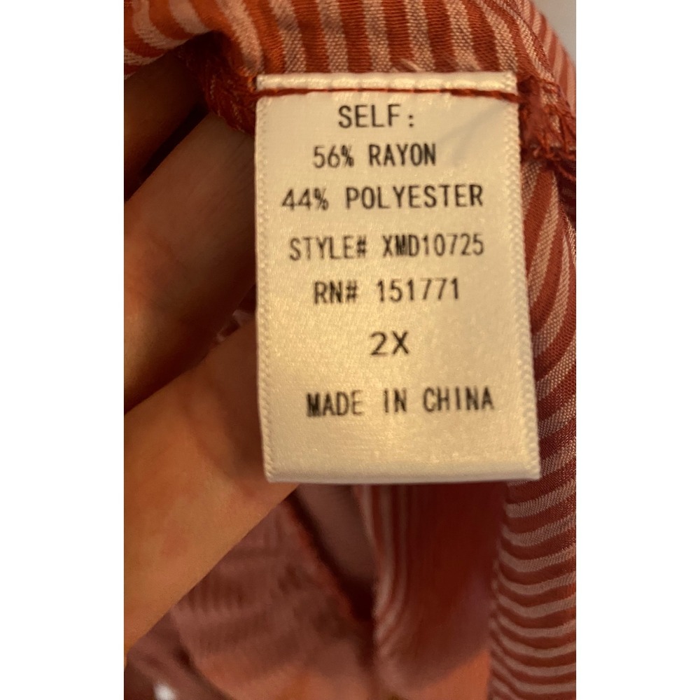 Gilli Calla Shirt Dress 2X Dark Pink Striped Ruffle Sleeve Button Front New - Picture 11 of 14